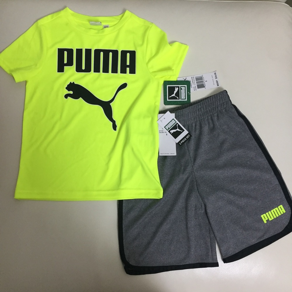 Puma neon cute shorts top outfit